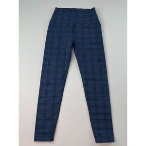 Beyond Yoga Navy Blue Plaid High Waisted Midi Leggings Size Small